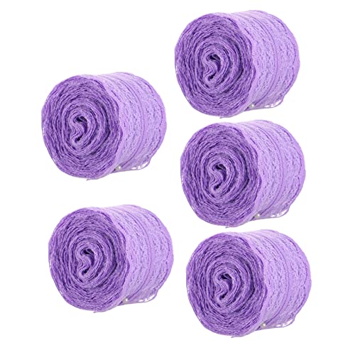 HAWILLOSCH 5 Rollen 45 cm Spitze ribbon schienbeinschoner tape dekobänder verpackung Band für Blumenstrauß gehäkeltes Spitzenband Geschenkband Bowknot-Bänder Polyestergarn Lavender von HAWILLOSCH