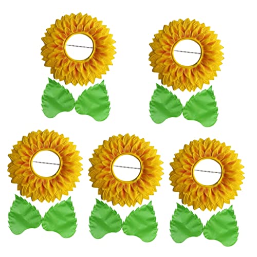 HAWILLOSCH 5 Sets Kopfschmuck Sonnenblumen Kostüm Halloween Hut Neuartige Kopfhaube Sonnenblume Party Dekoration Kopfbedeckung Für Auftritte Gelbes Outfit Kinderkostüm von HAWILLOSCH