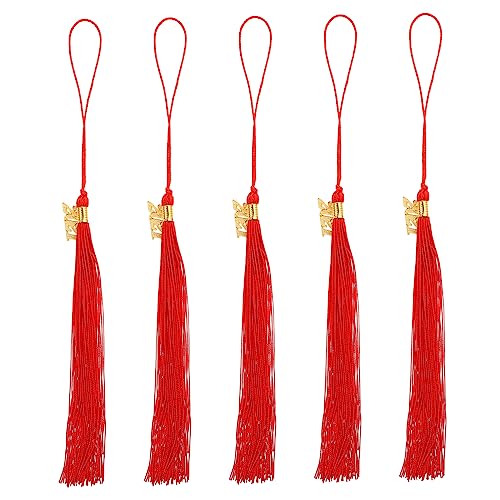 HAWILLOSCH 5 Stück 2020 2021 Quastenanhänger hausgemachte Ornamente Abschlusskleid Quaste Marine bookmarks book marks Abschlusshut hängende Quaste Graduierung Anhänger Quaste Polyester rot von HAWILLOSCH