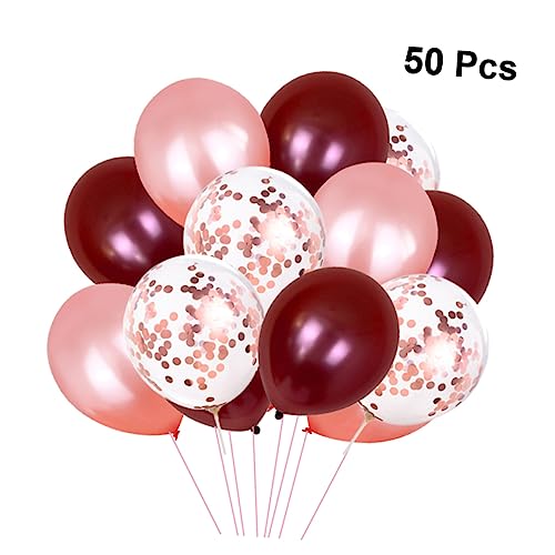 HAWILLOSCH 50 Stück 12 Zoll Latexballons Weinrot Roségold Und Roségold Konfetti Perfekte Hochzeits Und Geburtstagsdeko Ideal Für Babyparty Und Feierlichkeiten von HAWILLOSCH