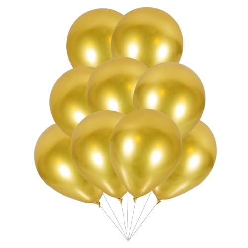 HAWILLOSCH 50 Stück Ballon Aus Metall Hochzeitsballons Luftballons Für Geburtstagsfeiern Metallische Luftballons Elektrischer Ballon Luftballons Zur Babyparty Festivalballons Emulsion Golden von HAWILLOSCH