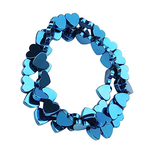 HAWILLOSCH 50 Stück farbige Steinperlen Bausatz für Armbänder aus Tonperlen Set zur Herstellung von Tonohrringen heart beads Schmuckperlen Bastelperlen selber machen hohle Herzperlen Blue von HAWILLOSCH