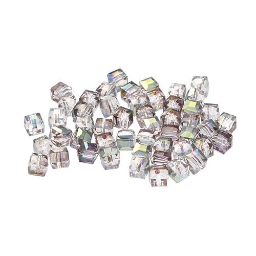 HAWILLOSCH 50 Stück quadratische Perlen pendant anhänger charms Schmuckzubehör für DIY Schmuckdesign DIY Schmuck bunte Halskette Farbperlen lose Perlen Kristallperle Schmuckzubehör Perlen von HAWILLOSCH