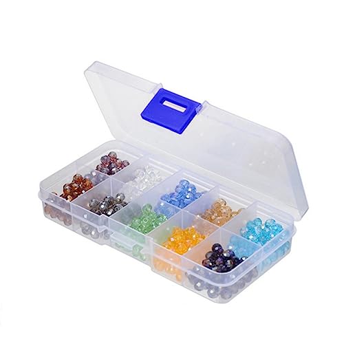 HAWILLOSCH 500 Stück Glas Briolette Perlen 10 Farben Kristallperlen Mit Facetten Bastelperlen Für Schmuckherstellung DIY Armbänder Und Ohrringe Praktischer Behälterbox von HAWILLOSCH