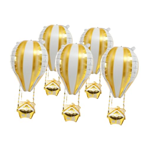 HAWILLOSCH 5St Heißluftballon Folienballon Ballondekoration - Festliche Dekoration - Geburtstagsfeier Dekor feiern Geburtstagsparty liefert Dekorative Luftballons Aluminiumfolie Golden von HAWILLOSCH