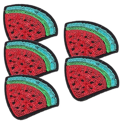 HAWILLOSCH 5st Stickaufkleber Wassermelonenflecken Süßes Applikationsabzeichen Dekorative Patches Aufkleber Für Kleidungsflicken Gestickte Applikationen Süße Aufnäher Rot Polyesterfaden von HAWILLOSCH