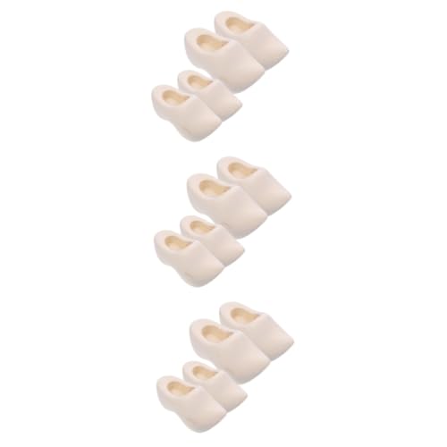 HAWILLOSCH 6 Paar Puppenhaus Deko Accessoires Unbemalte Clogs Aus Holz Beige Mini Dekor Mini Holzschuhe Für Puppenhaus von HAWILLOSCH