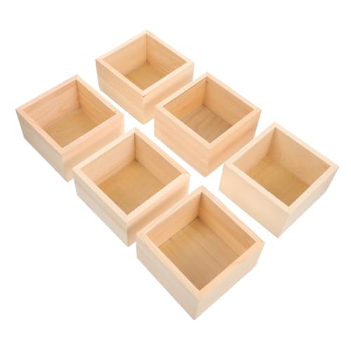 HAWILLOSCH 6 Stück Box Dekoration Aufbewahrungsbehälter Bastelboxen Holz Kleiner Behälter Schmuck Organizer Tablett von HAWILLOSCH