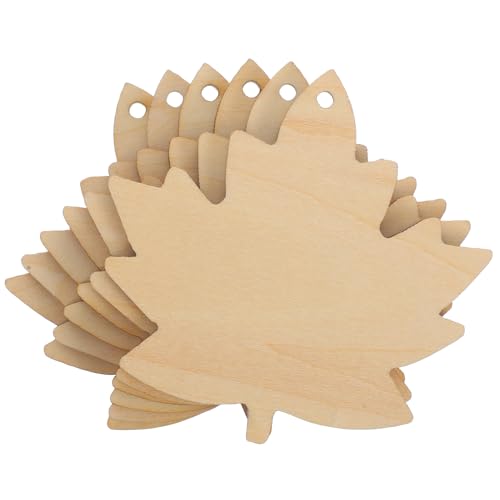 HAWILLOSCH 6 Stück Unvollendete Ahornblatt-ausschnitte, Ahornblatt-holzornamente, Thanksgiving-holzausschnitte, Unvollendete Leere Hängende Blatt-holzscheiben von HAWILLOSCH