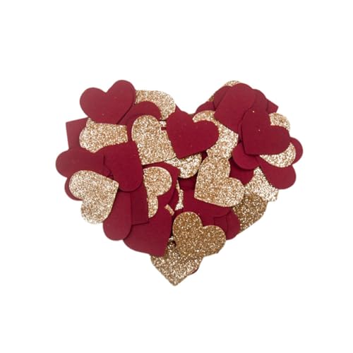 HAWILLOSCH 60 Stück Love Heart Confetti Scatter Mini Zarte Konfetti Paillette Ornamente Zubehör Für Hochzeit Valentinstag Party (pink + Rot + Glitter Gold) von HAWILLOSCH