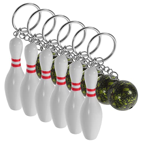 HAWILLOSCH 6St Bowling-Schlüsselanhänger Mini-Bowling Strassaufkleber Bowling- Party schlüsselring geldbörse Bowling-Pin-Schlüsselanhänger Preise für den Schulkarneval Metall Green von HAWILLOSCH