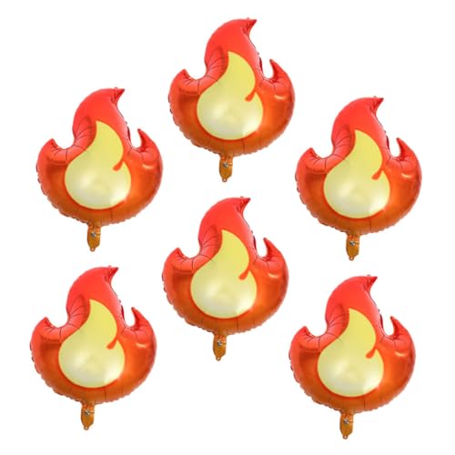 HAWILLOSCH 6st Flammenballon Falsches Lagerfeuer Lagerfeuerballons Feuerwehrmann-partyballon Feuerwehrauto-ballons Feuert Ballondekorationen Ab Feuer-mylarballon Aluminiumform Rot von HAWILLOSCH