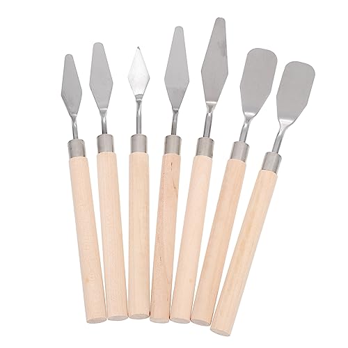 HAWILLOSCH 7St Kunstschaber Schaufel Malspachtel Malerei mit Griffen Tapetenschaber Farbspachtel Spachtel Malmesser slico spatel schmiere Spachtel zum Malen Malwerkzeug Rostfreier Stahl Beige von HAWILLOSCH