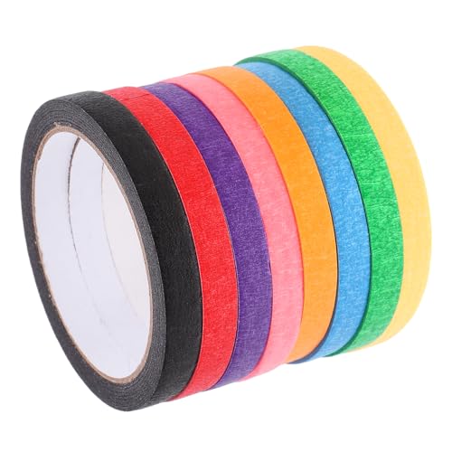 HAWILLOSCH 8 Rollen Farbiges Abdeckband Buntes Klebeband Krepppapierband Abdeckpapierband Künstlerband Für Aquarellpapier Zeichenband Abdeckpapier Mit Klebekleber von HAWILLOSCH