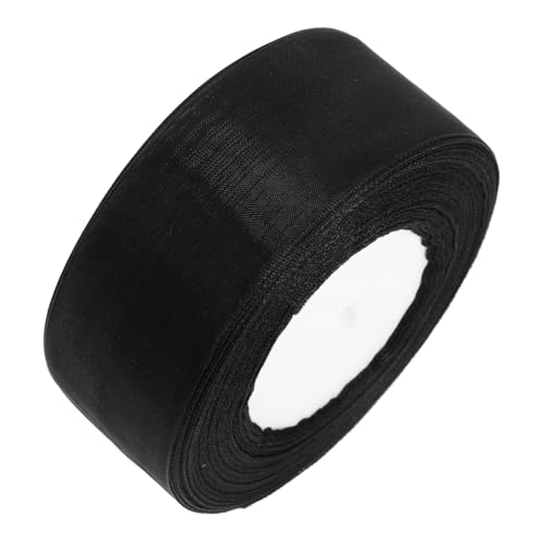 HAWILLOSCH Chiffon-Wickelband Schleife Schimmernde Bänder abschlussfeier hochzeitsdekoration geschenkband Verpackungsband Fransenbänder Partyband Spitzenband Band zum Basteln Haarband Black von HAWILLOSCH