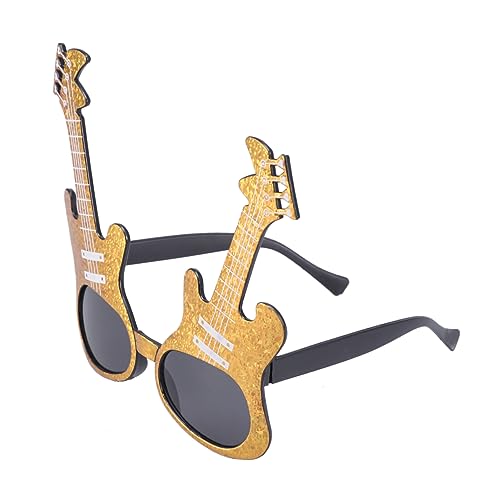 HAWILLOSCH Coole Gitarre Kostüm Brille Für Nachtpartys Lustige Sonnenbrille Gastgeschenk Photobooth Requisite Und Party Dekoration Für Weihnachten Und Neujahr Gold von HAWILLOSCH