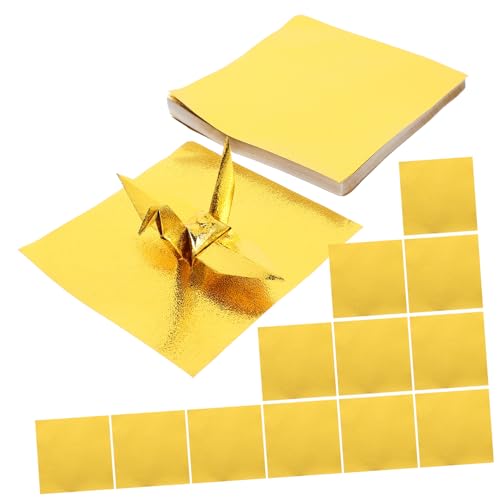 HAWILLOSCH Goldenes Origami Einseitig Perlmutt Faltpapier Für DIY Origami Bastelprojekte Und Kreative Faltarbeiten Ideal Für Scherenschnitte Und Origami Kunst von HAWILLOSCH