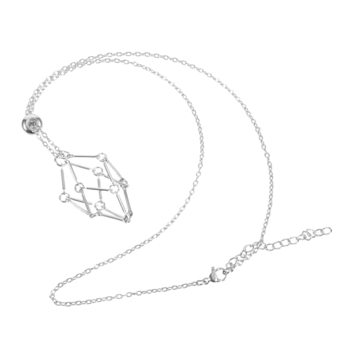 HAWILLOSCH Halskette Mit Netzanhänger Halskette Mit Edelsteinhalter Diy Kristallhalskette Steinkäfig-halskette Anhängerhalter Aus Stein Halskette Mit Edelsteinkette Rostfreier Stahl Silver von HAWILLOSCH