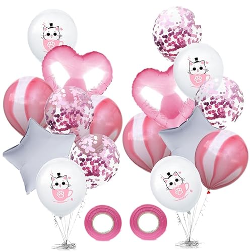 HAWILLOSCH Katzenmuster Folienballon Dekorativer Luftballon Aus Aluminiumfolie Für Geburtstag Babyparty Hochzeit Und Jahrestag 2 Bündel Partyzubehör Für Kinder Und Erwachsene von HAWILLOSCH