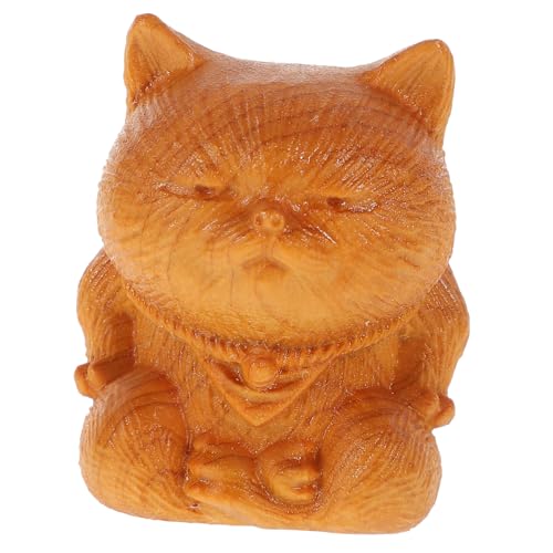 HAWILLOSCH Katze Figur Handgeschnitzte Katze Dekofigur Miniatur Katzenfigur Aus Als Tischdeko Üßes Katzen Ornament Für Katzenliebhaber Stilvolle Katzen Skulptur Für Heimdekoration Und Katze Deko von HAWILLOSCH