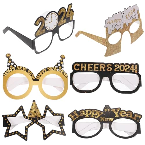 HAWILLOSCH Neu Jahr Brille 2024 Lustige Partybrille Für Silvesterfeiern Fotorequisiten Für Neujahrsfeiern Cosplay Brillen Bunte Pappbrillen Für Erwachsene Und von HAWILLOSCH