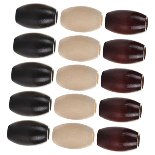 HAWILLOSCH Oval Holzperlen Set Große Lochperlen Natur Weinrot Und Dunkelbraun Ideale Holzperlen Für Schmuckherstellung Und Bastelarbeiten Vielseitige Loose Beads Für von HAWILLOSCH