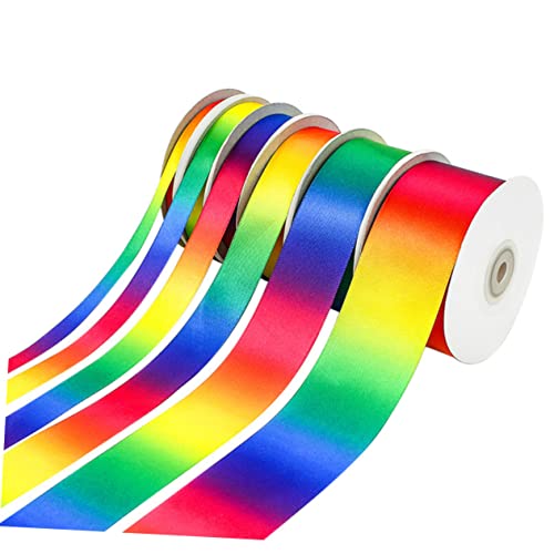 HAWILLOSCH Regenbogenband Aus Polyester Mit Farbverlauf 22m Lang Und Breit Bunter Geschenkverpackungsstreifen Für DIY Projekte Und Kreative Bastelarbeiten Ideal Für Heimladen Und von HAWILLOSCH