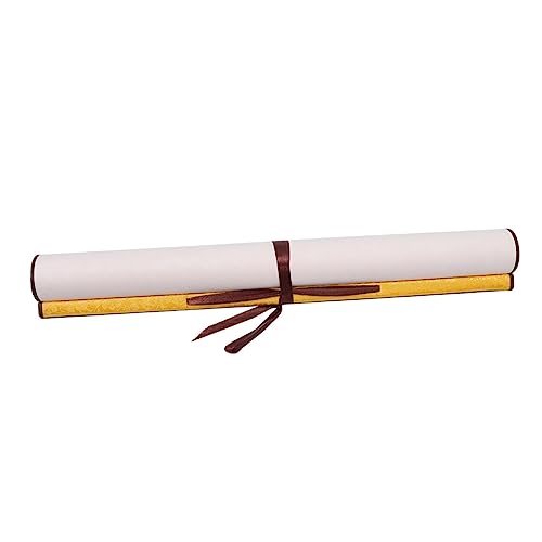 HAWILLOSCH Reispapierrolle Wanddekoration luftdicht Schüssel Scrollpapier mit Spindel chinesische kalligraphie write board tragbares Xuan-Papier Haushalt leere Schriftrolle Reis Papier Yellow von HAWILLOSCH