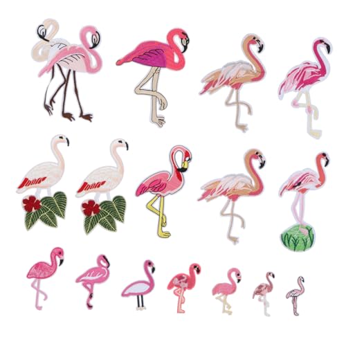 HAWILLOSCH Satz Flamingo Patch Aufkleber Pflaster aufkleben Kleiderflicken aufnähen Aufnäher Jeans-Patches fashing costume kinder apfelding bügeleisen Flicken aufbügeln Flamingo-Patches Stoff von HAWILLOSCH