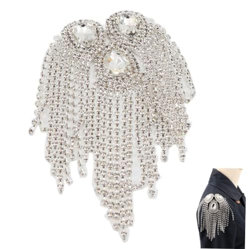 HAWILLOSCH Schulterepauletten Mit Quasten Und Strass Modisches Schulter Schmuckzubehör Für Damen Elegantes Kostü Accessoire von HAWILLOSCH