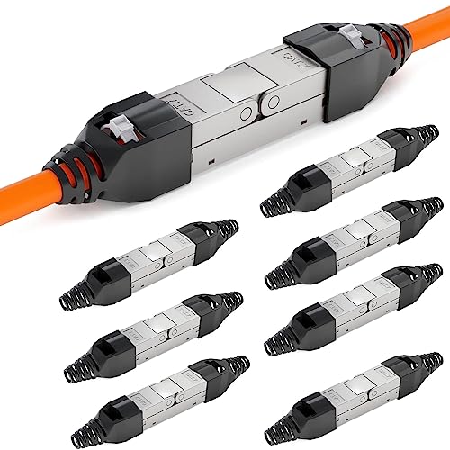 8X hb-digital LSA werkzeugloser Netzwerkkabelverbinder Cat7 mit Knickschutzhülle STP feldkonfektionierbare Kupplung Adapter Verlängerung für LAN Verlegekabel Ethernet Installationskabel CAT7 von HB-DIGITAL