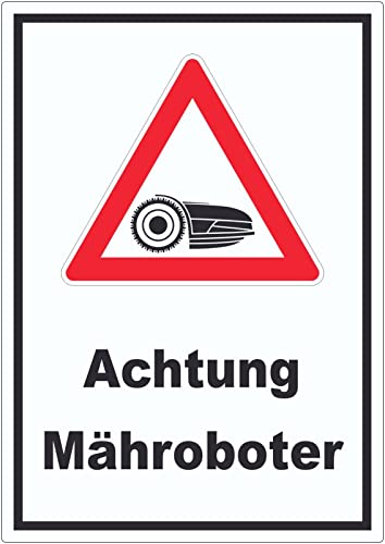 Achtung Mähroboter Aufkleber A3 (297x420mm) von HB-Druck