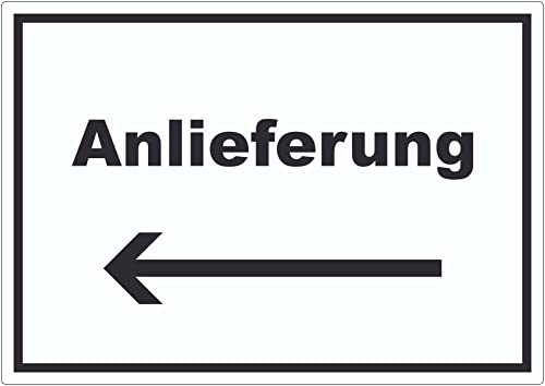 Anlieferung Aufkleber mit Text und Richtungspfeil links Annahme waagerecht A3 (297x420mm) von HB-Druck