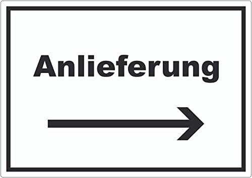 Anlieferung Aufkleber mit Text und Richtungspfeil rechts Annahme waagerecht A3 (297x420mm) von HB-Druck