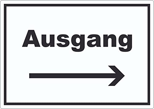 Ausgang Aufkleber mit Text und Richtungspfeil rechts Exit Schluss waagerecht A4 (210x297mm) von HB-Druck