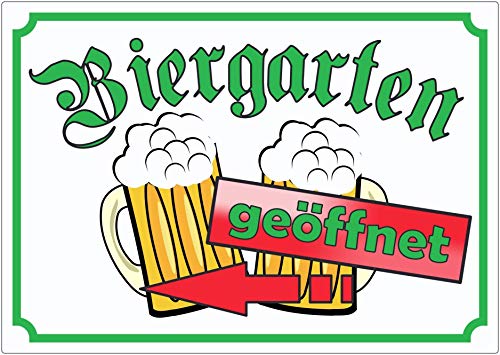 Biergarten links geöffnet Aufkleber A4 (210x297mm) von HB-Druck