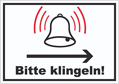 Bitte klingeln Pfeil rechts Aufkleber A4 (210x297mm) von HB-Druck