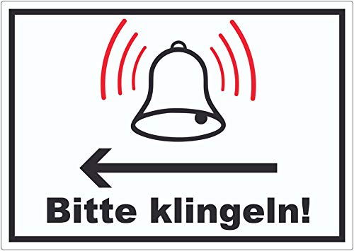 Bitte klingeln pfeil links Aufkleber A4 (210x297mm) von HB-Druck