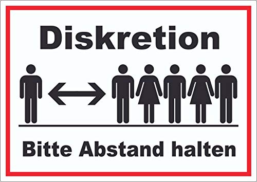 Diskretion Bitte Abstand halten Aufkleber Rücksichtnahme A3 (297x420mm) von HB-Druck