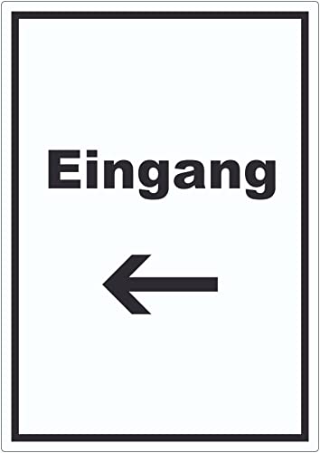 Eingang Aufkleber mit Text und Richtungspfeil links Zugang Eintritt hochkant A6 (105x148mm) von HB-Druck