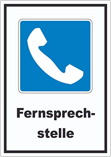 Fernsprechstelle Telefon Symbol und Text Aufkleber A5 (148x210mm) von HB-Druck