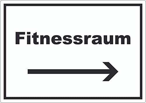 Fitnessraum Aufkleber mit Text und Richtungspfeil rechts Sport Fit waagerecht A3 (297x420mm) von HB-Druck