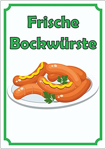 Frische Bockwürste Werbeaufkleber Aufkleber hochkant A2 (420x594mm) von HB-Druck