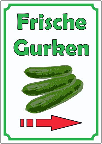 Frische Gurken Aufkleber Hochkant mit Pfeil rechts A4 (210x297mm) von HB-Druck