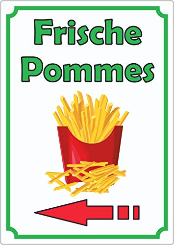 Frische Pommes Frites Aufkleber Hochkant mit Pfeil links A2 (420x594mm) von HB-Druck