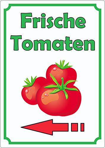 Frische Tomaten Aufkleber Hochkant mit Pfeil links A3 (297x420mm) von HB-Druck