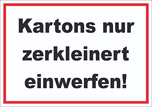 Kartons nur zerkleinert entsorgen Aufkleber A3 (297x420mm) von HB-Druck