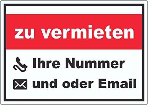 zu vermieten Aufkleber mit Wunschtext A3 (297x420mm) von HB-Druck