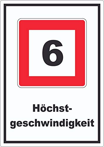 Höchstgeschwindigkeit 6 kmh nicht zu überschreiten Aufkleber mit Symbol und Text A4 (210x297mm) von HB-Druck