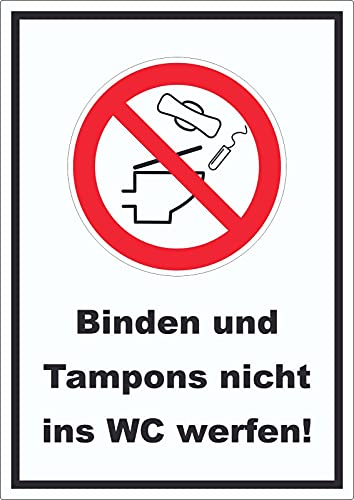 Keine Binden und Tampons ins WC werfen Aufkleber A3 (297x420mm) von HB-Druck